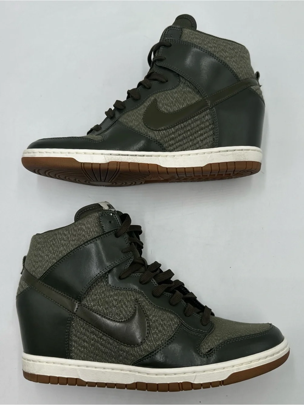 Nike Dunk Sky Hi Essential Wedge Cargo Khaki Sail Gum 644877-301 Womens 11.5